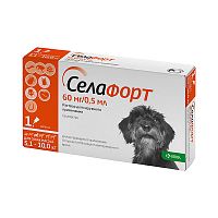 Капли Селафорт для собак, 1 пипетка на 5,1 - 10 кг