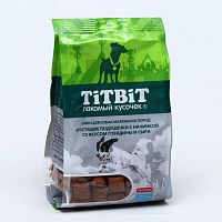 Лакомство для собак TitBit, для малых пород, Хрустящие подушечки со вкусом говядины и сыра, 95 г