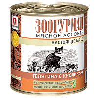 Влажный корм Зоогурман Мясное ассорти, для кошек, Телятина с кроликом, 250 г