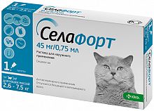 Капли Селафорт для кошек, 1 пипетка на 2,6 - 7,5 кг