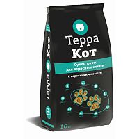 Сухой корм Терра Кот, для взрослых кошек, с норвежским лососем, 10 кг